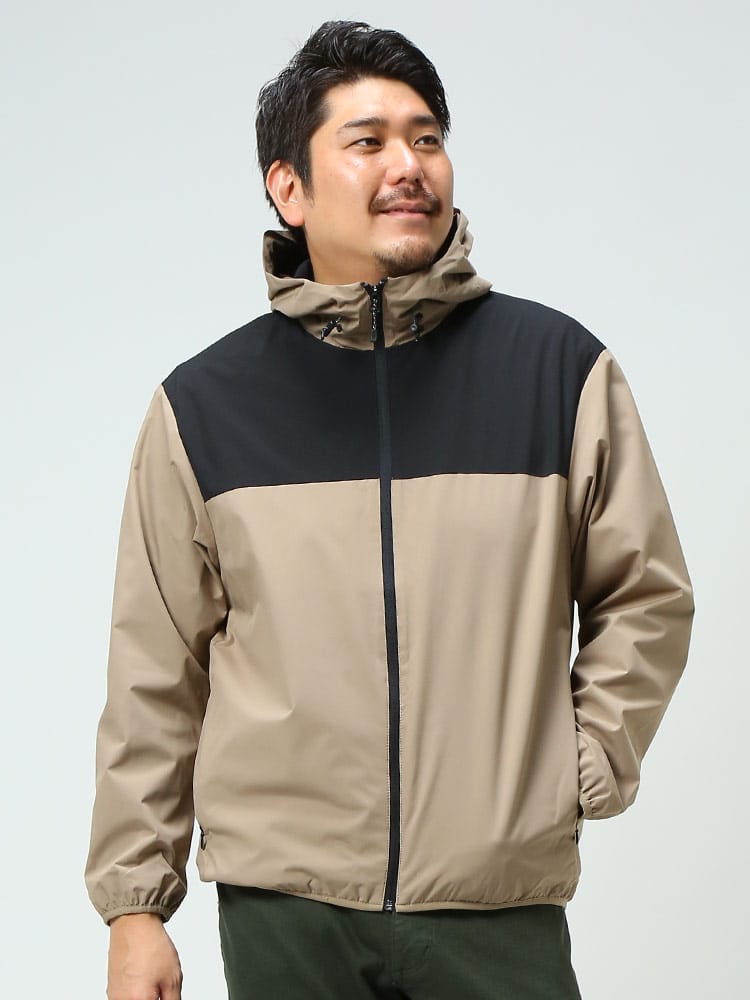 大きいサイズ メンズ B＆T CLUB (ビーアンドティークラブ) ALL-WEATHER 撥水 ストレッチ 防花粉 裏メッシュ フルジップ 切り替え パーカー