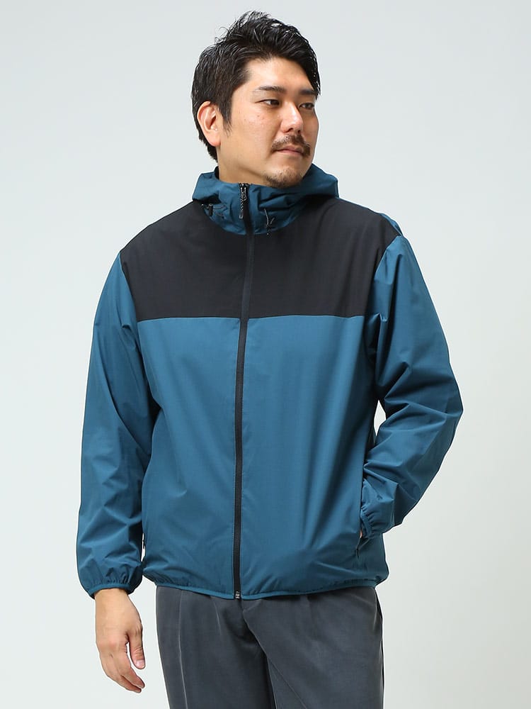 大きいサイズ メンズ B＆T CLUB (ビーアンドティークラブ) ALL-WEATHER 撥水 ストレッチ 防花粉 裏メッシュ フルジップ 切り替え パーカー