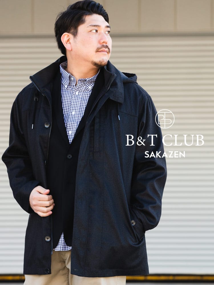 ビジネスコート 大きいサイズ メンズ フード着脱 フェイクウール コート ビジカジ カジュアル ミディアム丈