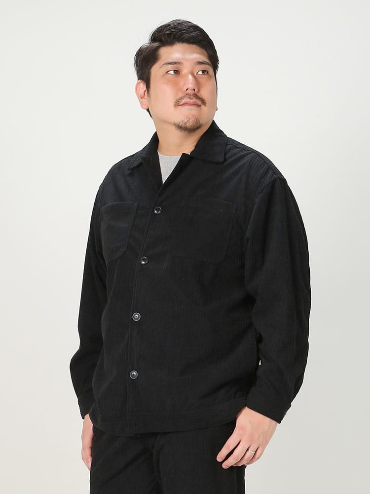 大きいサイズ メンズ B＆T CLUB (ビーアンドティークラブ) コーデュロイ ストレッチ ポケット 長袖 シャツ