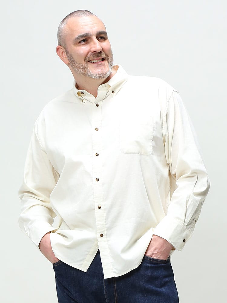 大きいサイズ メンズ B＆T CLUB (ビーアンドティークラブ) 抗菌消臭 コーデュロイ ボタンダウン 長袖 シャツ オシャバリシャツ