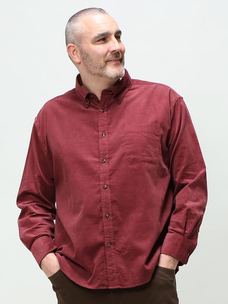 大きいサイズ メンズ B＆T CLUB (ビーアンドティークラブ) 抗菌消臭 コーデュロイ ボタンダウン 長袖 シャツ オシャバリシャツ