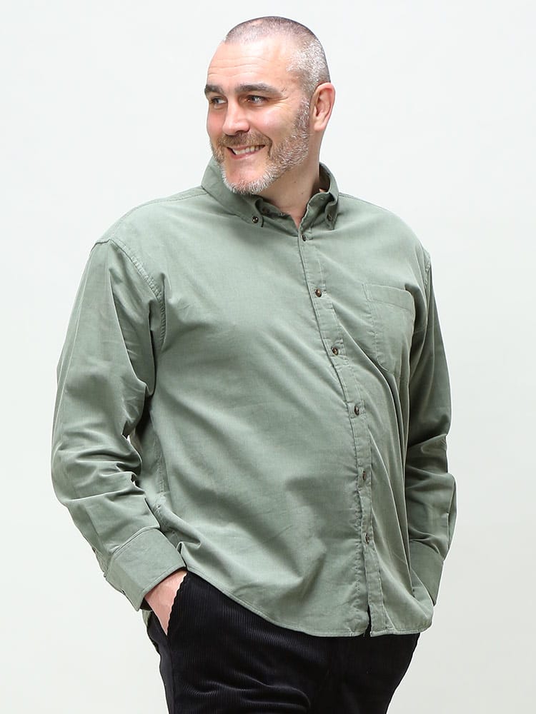 大きいサイズ メンズ B＆T CLUB (ビーアンドティークラブ) 抗菌消臭 コーデュロイ ボタンダウン 長袖 シャツ オシャバリシャツ