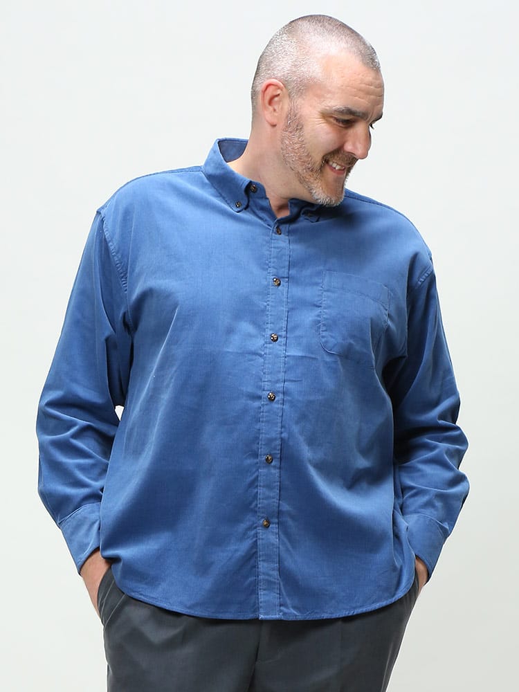 大きいサイズ メンズ B＆T CLUB (ビーアンドティークラブ) 抗菌消臭 コーデュロイ ボタンダウン 長袖 シャツ オシャバリシャツ