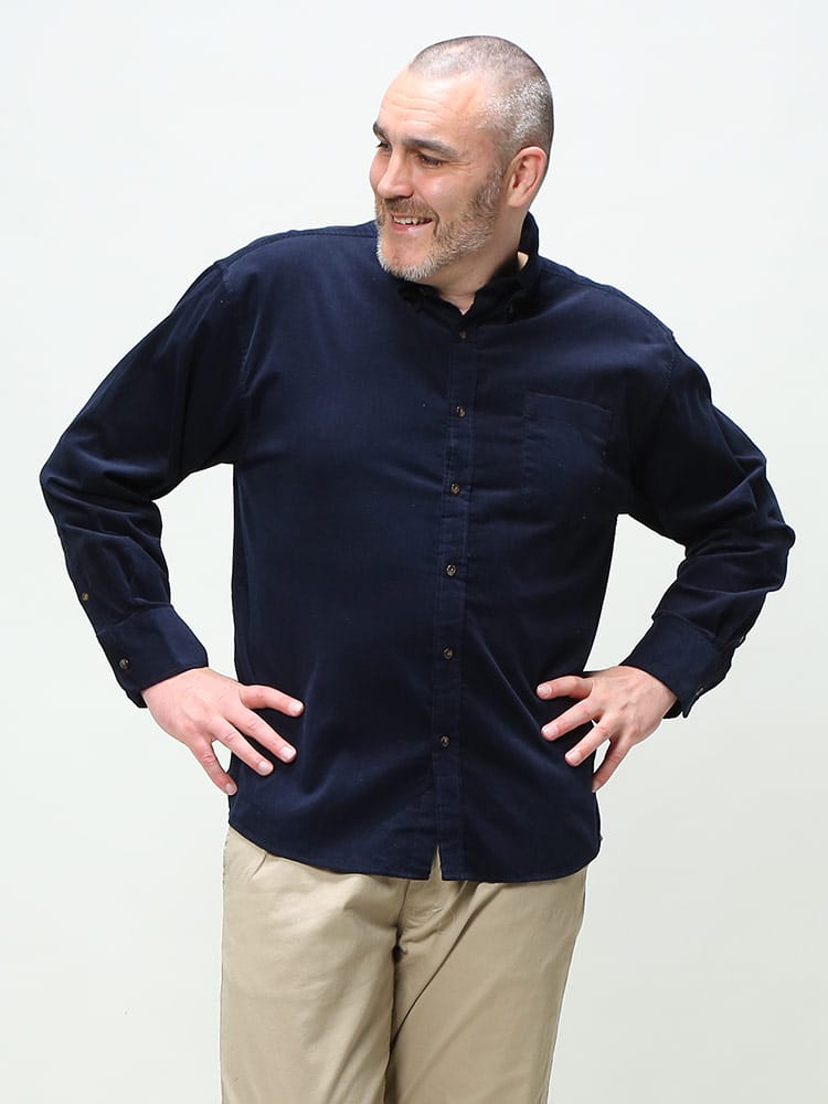 大きいサイズ メンズ B＆T CLUB (ビーアンドティークラブ) 抗菌消臭 コーデュロイ ボタンダウン 長袖 シャツ オシャバリシャツ