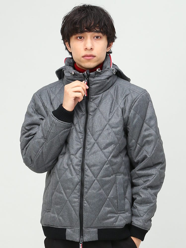 S＆SONS (エスアンドサンズ) ボリュームネック 中綿キルト フルジップ ブルゾン キルティングジャケット