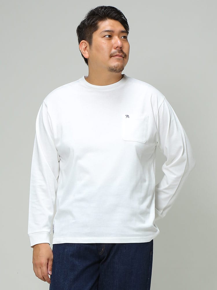 大きいサイズ メンズ Arnold Palmer (アーノルドパーマー) 抗菌防臭 ワンポイント ポケット クルーネック 長袖 Tシャツ