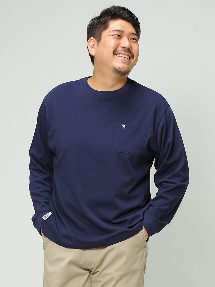 大きいサイズ メンズ Arnold Palmer (アーノルドパーマー) 抗菌防臭 ワンポイント ポケット クルーネック 長袖 Tシャツ