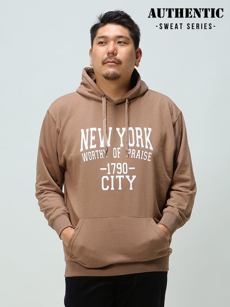 在庫処分 返品交換不可 大きいサイズ メンズ B＆T CLUB (ビーアンドティークラブ) オーセンティックスウェットシリーズ USAコットン カレッジプリント プルオーバー パーカー