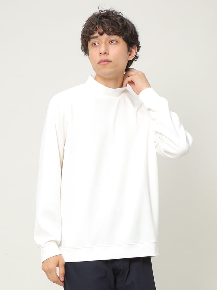 NOTA BENE (ノータベネ) シルキータッチ 無地 モックネック 長袖 Tシャツ