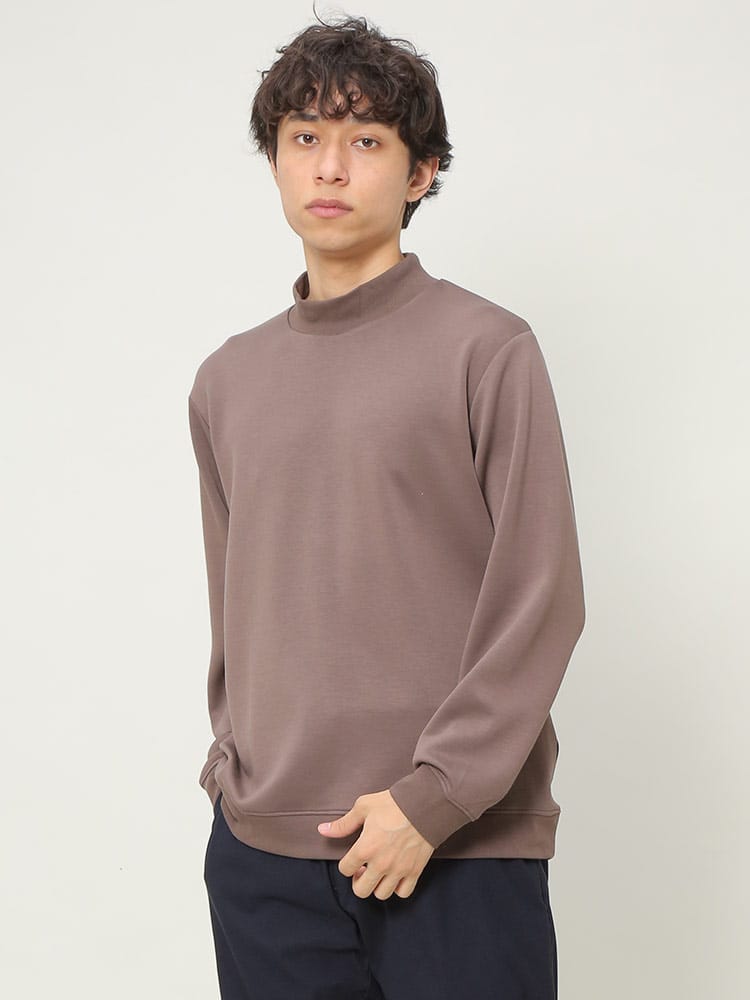 NOTA BENE (ノータベネ) シルキータッチ 無地 モックネック 長袖 Tシャツ