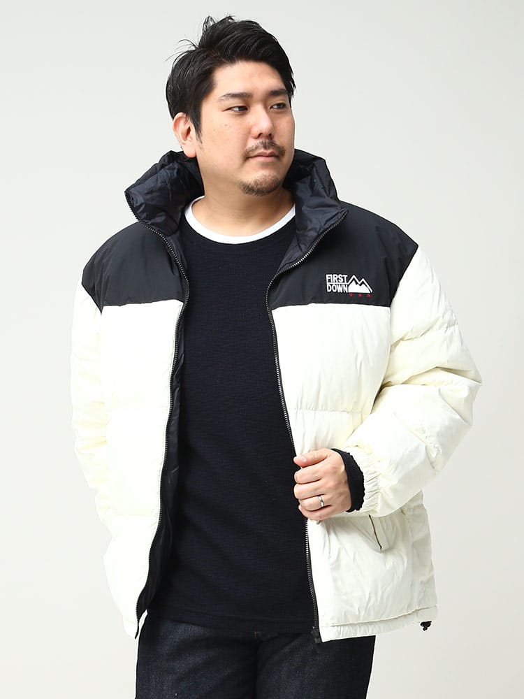 大きいサイズ メンズ FIRST DOWN USA (ファーストダウンユーエスエー) リバーシブル フルジップ ダウンジャケット BUBBLE DOWN JKT