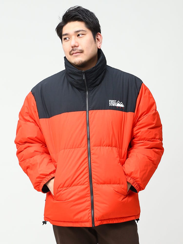 大きいサイズ メンズ FIRST DOWN USA (ファーストダウンユーエスエー) リバーシブル フルジップ ダウンジャケット BUBBLE DOWN JKT