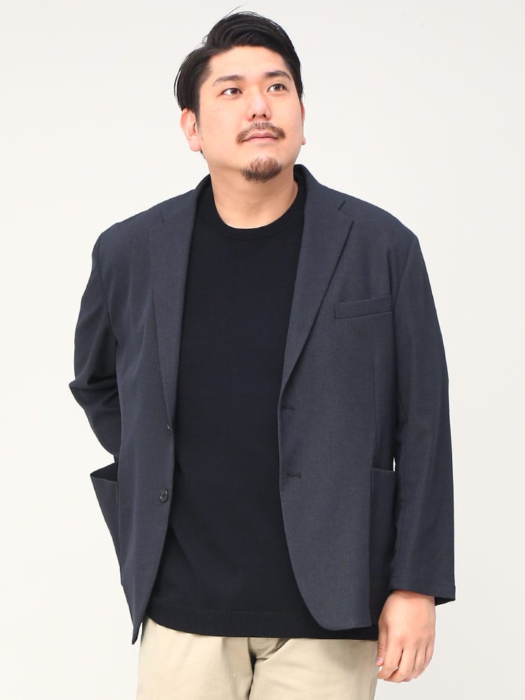 大きいサイズ メンズ B＆T CLUB (ビーアンドティークラブ) SOLOTEX ストレッチ 無地 シングル ジャケット