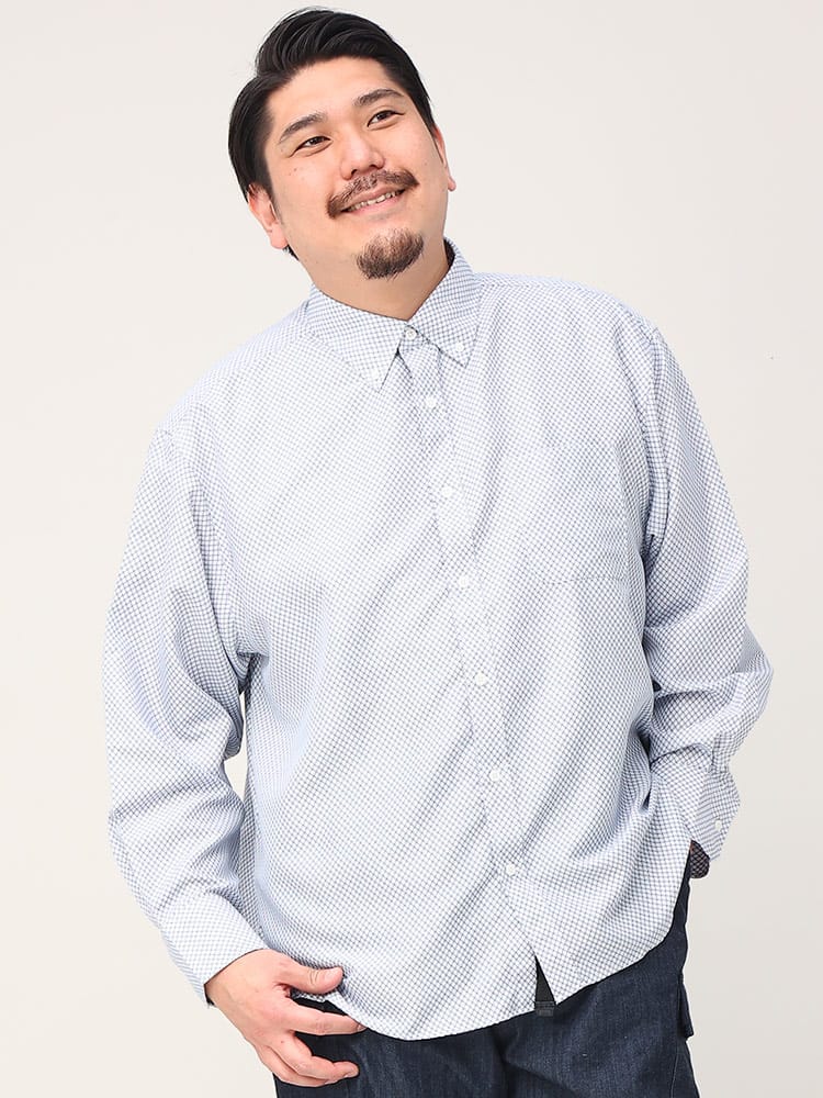 大きいサイズ メンズ B＆T CLUB (ビーアンドティークラブ) 抗菌消臭 総柄 ボタンダウン 長袖 シャツ