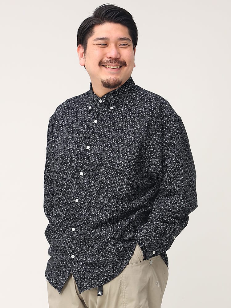 大きいサイズ メンズ B＆T CLUB (ビーアンドティークラブ) 抗菌消臭 マリン総柄 ボタンダウン 長袖 シャツ
