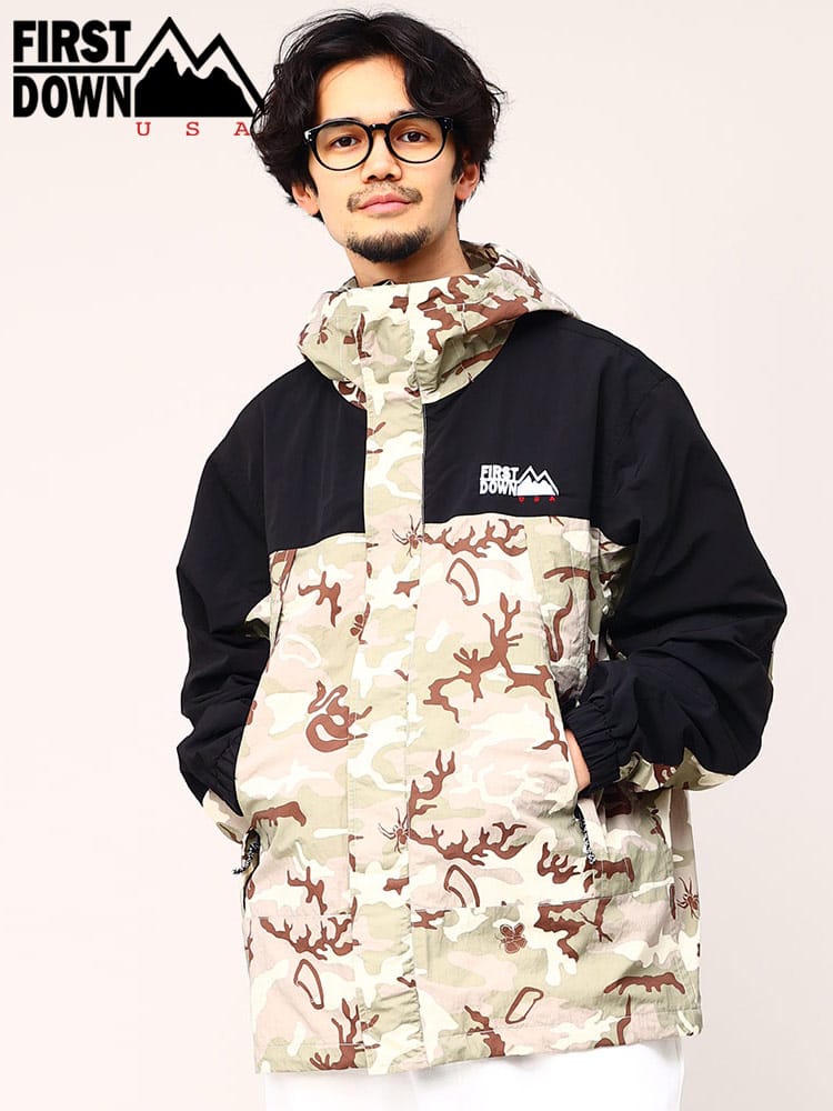 FIRST DOWN USA (ファーストダウンユーエスエー) 切り替え 裏メッシュ フルジップ ジャケット MOTOWN JKT TASLAN NYLON マンパ マウンテンパーカー ナイロンジャケット