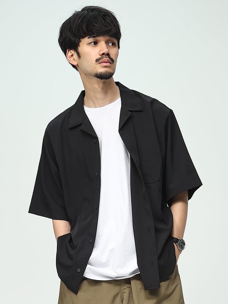 SAKAZEN サカゼン サーパスドライ ストレッチ 冷感 オープンカラー 半袖 シャツ