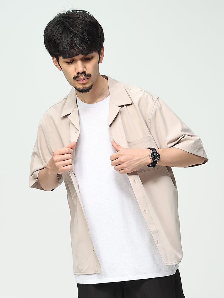 SAKAZEN サカゼン サーパスドライ ストレッチ 冷感 オープンカラー 半袖 シャツ