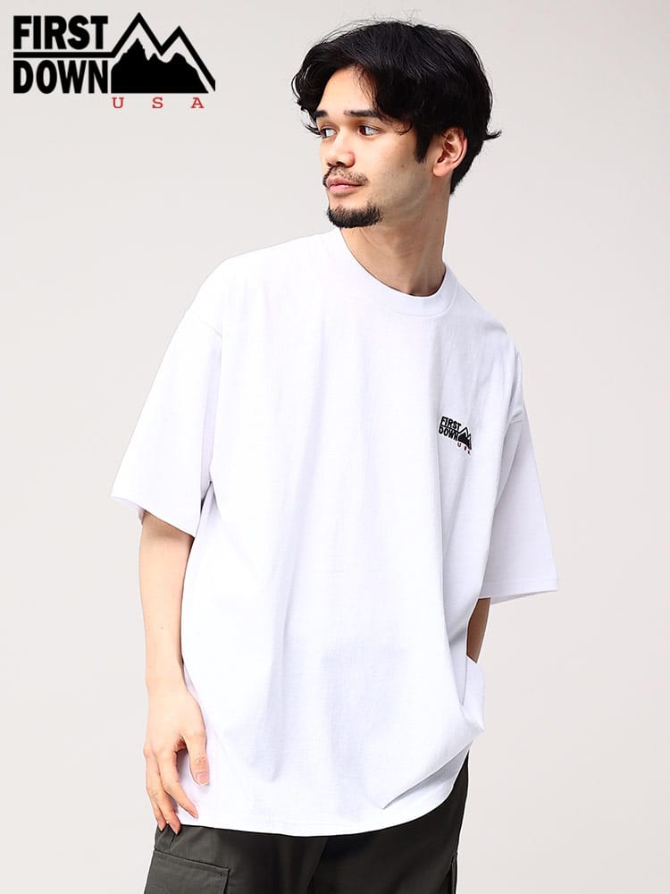 ファーストダウンユーエスエー Tシャツ ロゴ刺しゅう FIRST DOWN USA オーバーサイズ クルーネック ユニセックス 半袖 <br>メンズ 男性 トップス シャツ Tシャツ クルー 半袖 春 夏 F401004CD12<br>