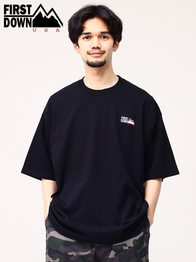 ファーストダウンユーエスエー Tシャツ ロゴ刺しゅう FIRST DOWN USA オーバーサイズ クルーネック ユニセックス 半袖 <br>メンズ 男性 トップス シャツ Tシャツ クルー 半袖 春 夏 F401004CD12<br>