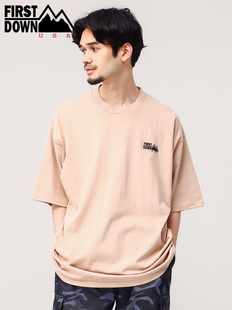 ファーストダウンユーエスエー Tシャツ ロゴ刺しゅう FIRST DOWN USA オーバーサイズ クルーネック ユニセックス 半袖 <br>メンズ 男性 トップス シャツ Tシャツ クルー 半袖 春 夏 F401004CD12<br>