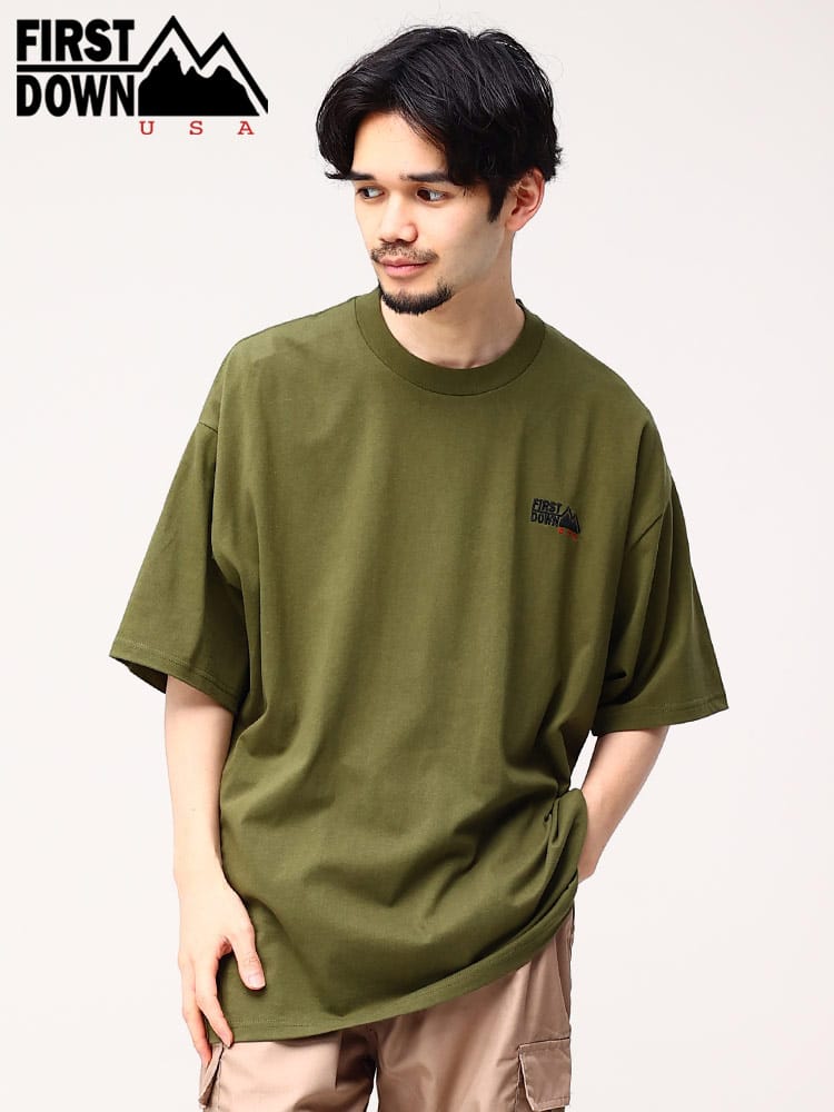 ファーストダウンユーエスエー Tシャツ ロゴ刺しゅう FIRST DOWN USA オーバーサイズ クルーネック ユニセックス 半袖 <br>メンズ 男性 トップス シャツ Tシャツ クルー 半袖 春 夏 F401004CD12<br>