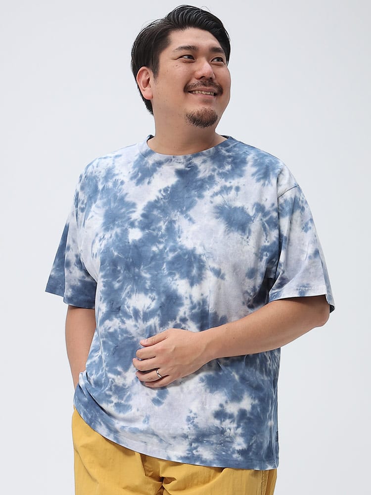 大きいサイズ メンズ FIRST DOWN USA (ファーストダウンユーエスエー) タイダイ柄 クルーネック 半袖 Tシャツ