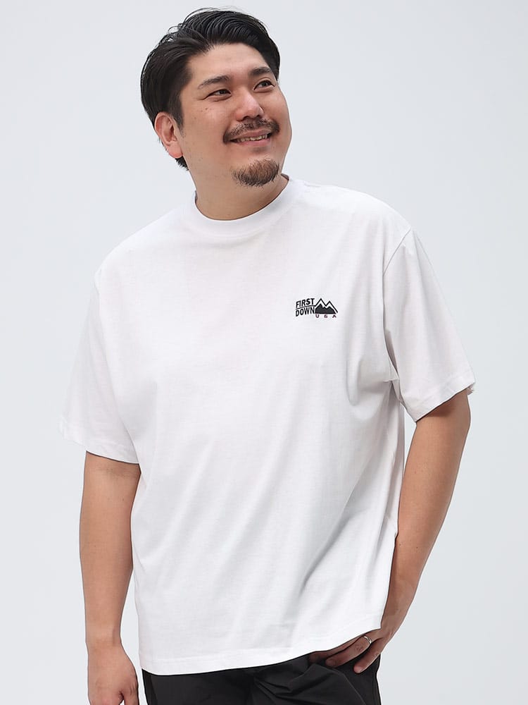 大きいサイズ メンズ FIRST DOWN USA (ファーストダウンユーエスエー) 胸ロゴ クルーネック 半袖 Tシャツ