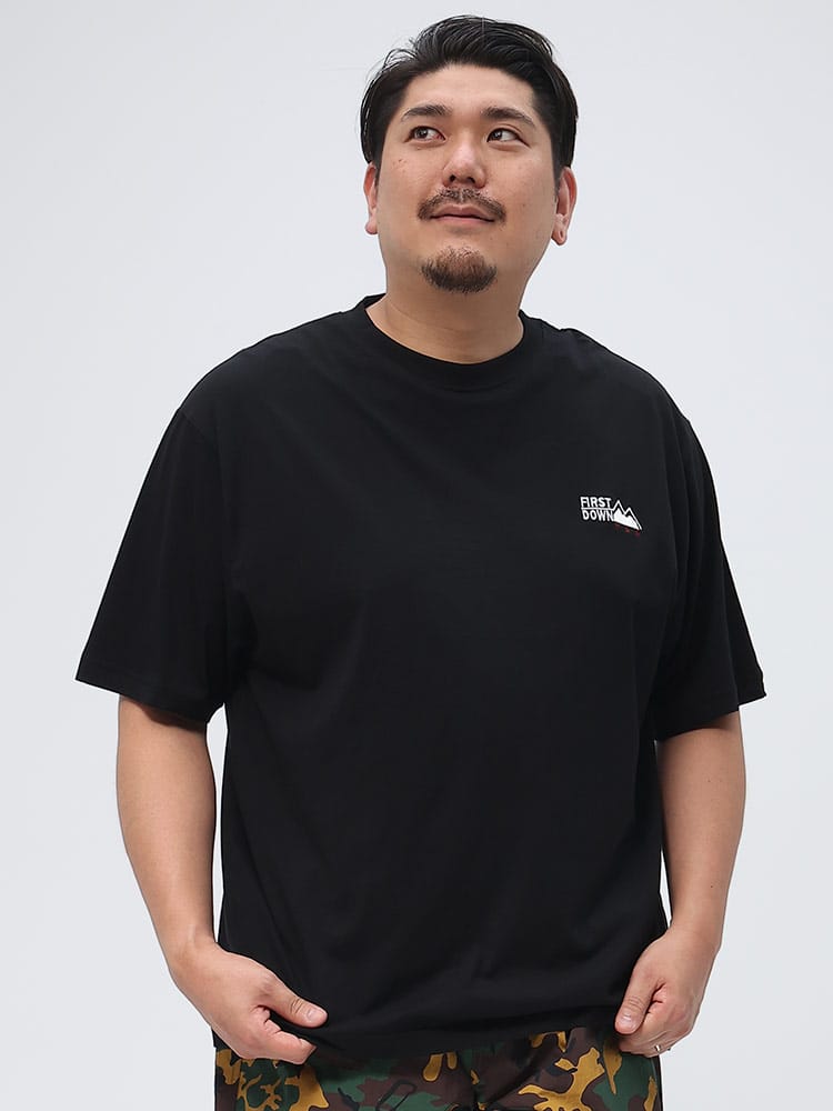 大きいサイズ メンズ FIRST DOWN USA (ファーストダウンユーエスエー) 胸ロゴ クルーネック 半袖 Tシャツ