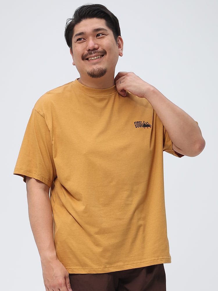 大きいサイズ メンズ FIRST DOWN USA (ファーストダウンユーエスエー) 胸ロゴ クルーネック 半袖 Tシャツ