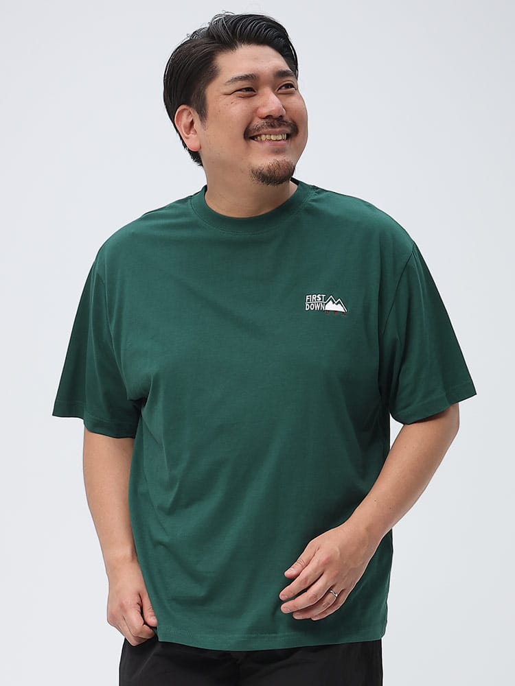 大きいサイズ メンズ FIRST DOWN USA (ファーストダウンユーエスエー) 胸ロゴ クルーネック 半袖 Tシャツ