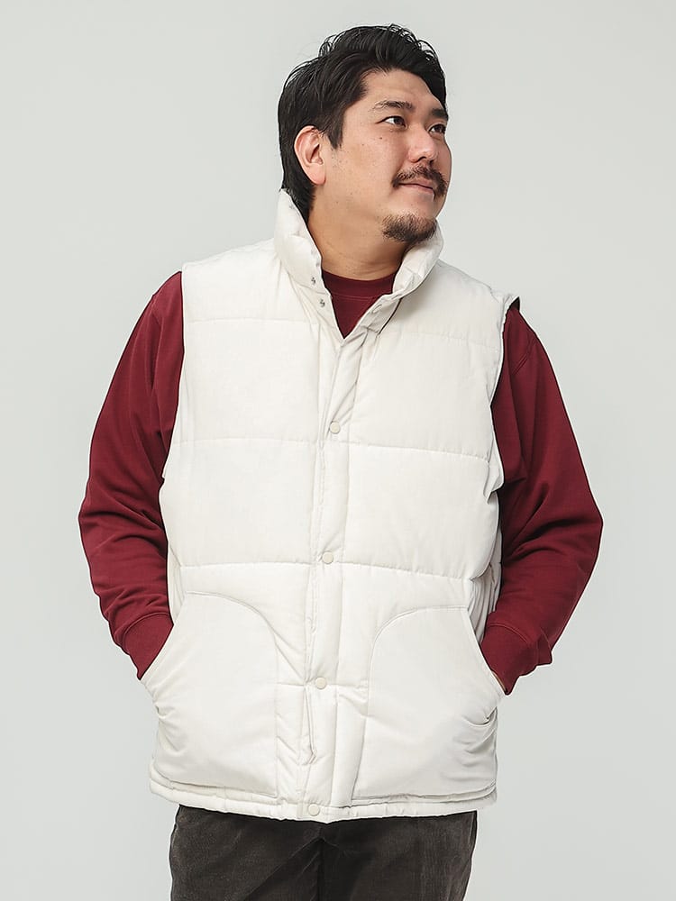 中綿ベスト アウター スタンドカラー 大きいサイズ メンズ 軽量 (B＆T CLUB) ビーアンドティークラブ ボタン