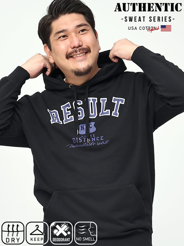 在庫処分 返品交換不可 USAコットン ドライ カレッジプリント プルオーバー パーカー オーセンティックスウェットシリーズ B＆T CLUB 大きいサイズ メンズ