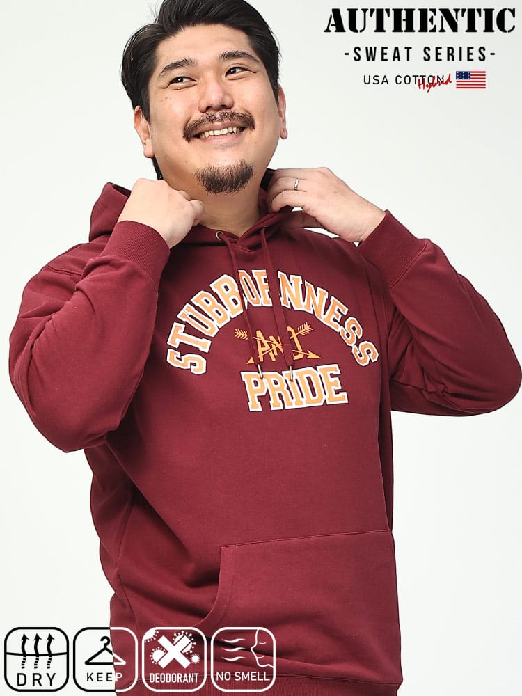 在庫処分 返品交換不可 USAコットン ドライ カレッジプリント プルオーバー パーカー オーセンティックスウェットシリーズ B＆T CLUB 大きいサイズ メンズ