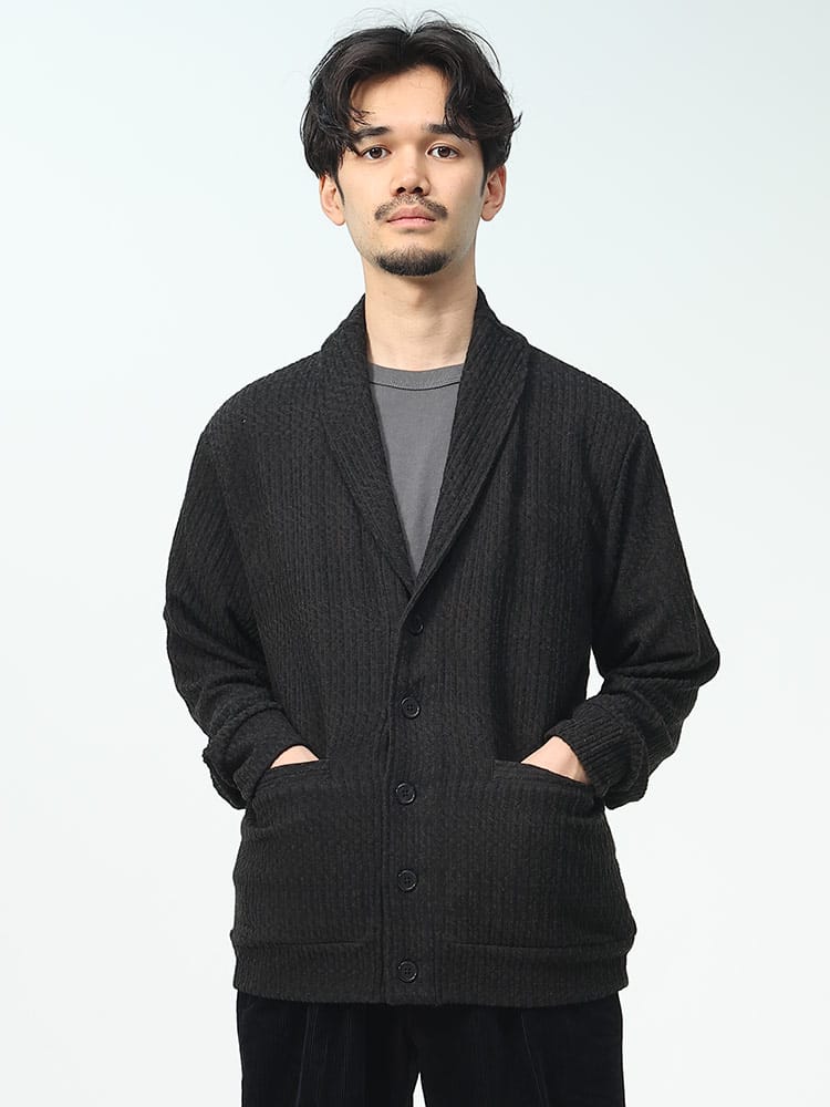 NOTA BENE (ノータベネ) 針抜きリブ ショール カーディガン