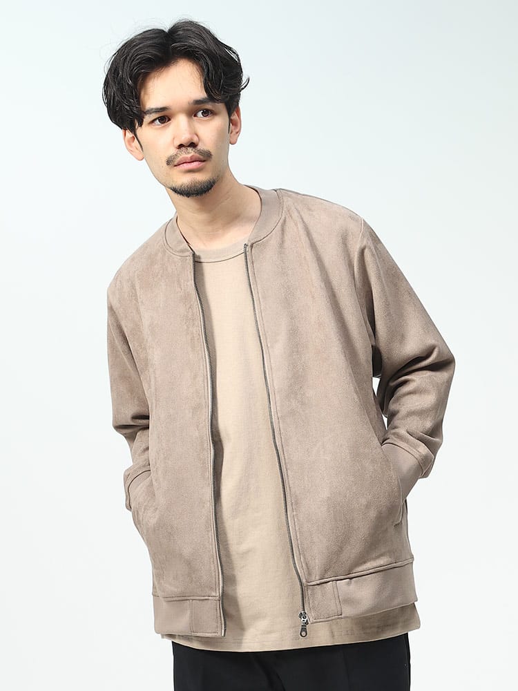 NOTA BENE (ノータベネ) スエード調 ストレッチ フルジップ ジャケット MA-1