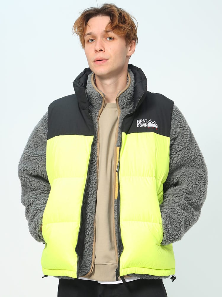 FIRST DOWN USA (ファーストダウンユーエスエー) リバーシブル フルジップ ダウンベスト BUBBLE DOWN VEST
