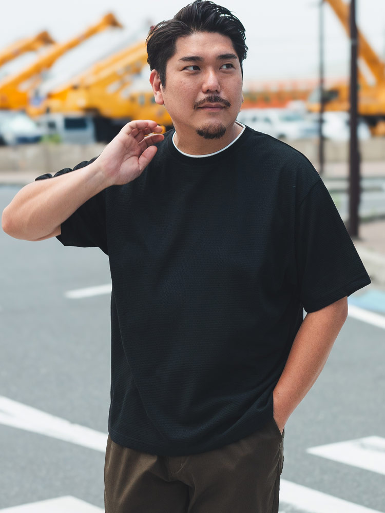 B＆T CLUB (ビーアンドティークラブ) ポップコーン 無地 衿レイヤード風 クルーネック 半袖 Tシャツ 6041860