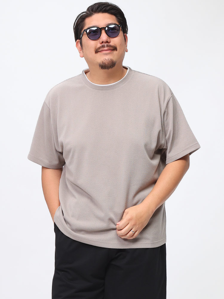 B＆T CLUB (ビーアンドティークラブ) ポップコーン 無地 衿レイヤード風 クルーネック 半袖 Tシャツ 6041860