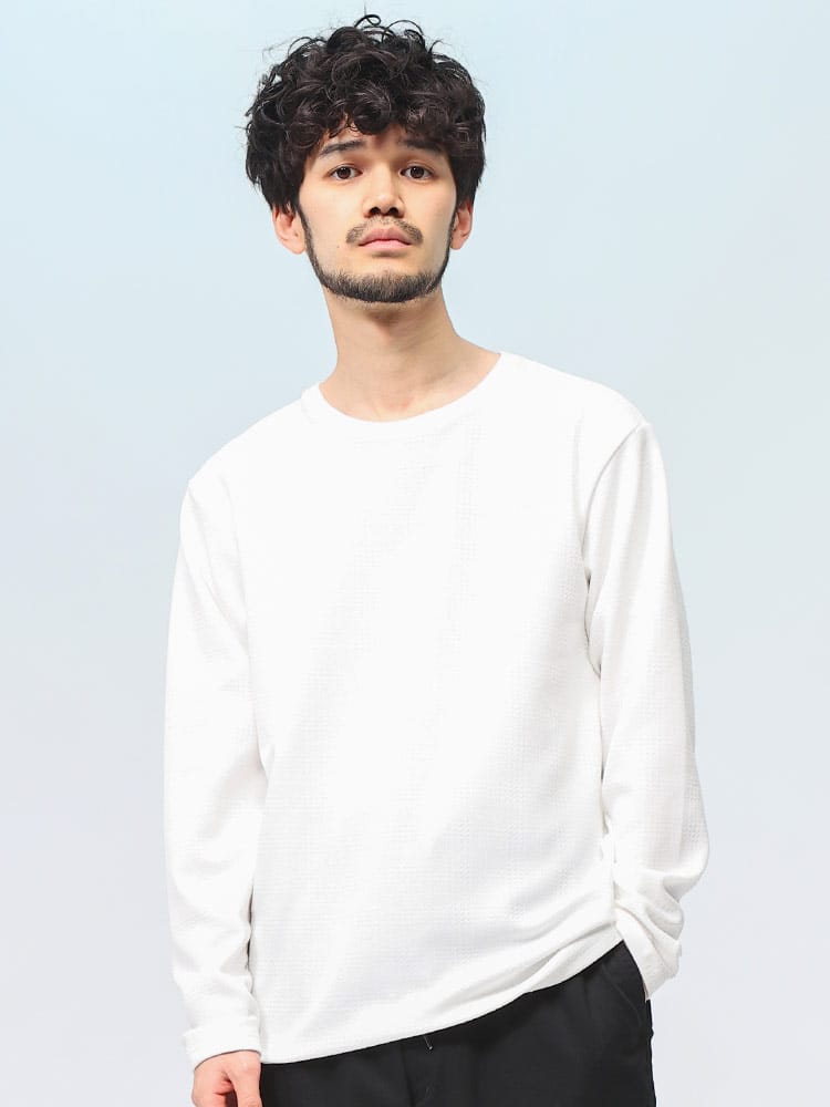 ノータベネ ロンT ジャガードチェック クルーネック 長袖 メンズ NOTA BENE トップス きれいめ ベーシック 6751605