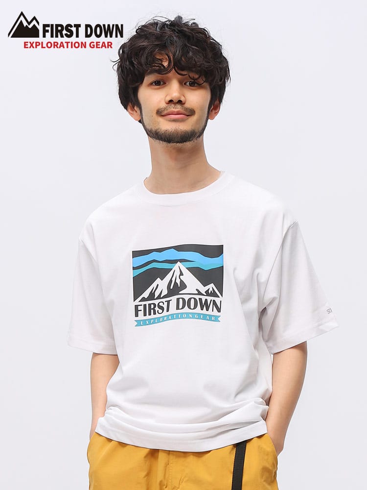FIRST DOWN (ファーストダウン) ストレッチ 冷感 フロッキープリント クルーネック 半袖 Ｔシャツ 6051635