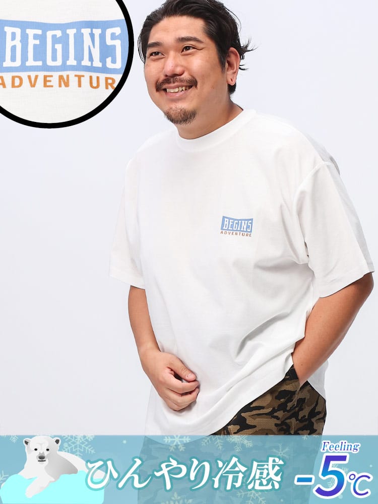 在庫処分 返品交換不可 半袖 Tシャツ USAコットン×COOL レトロデザインロゴ クルーネック トップス  大きいサイズ メンズ 