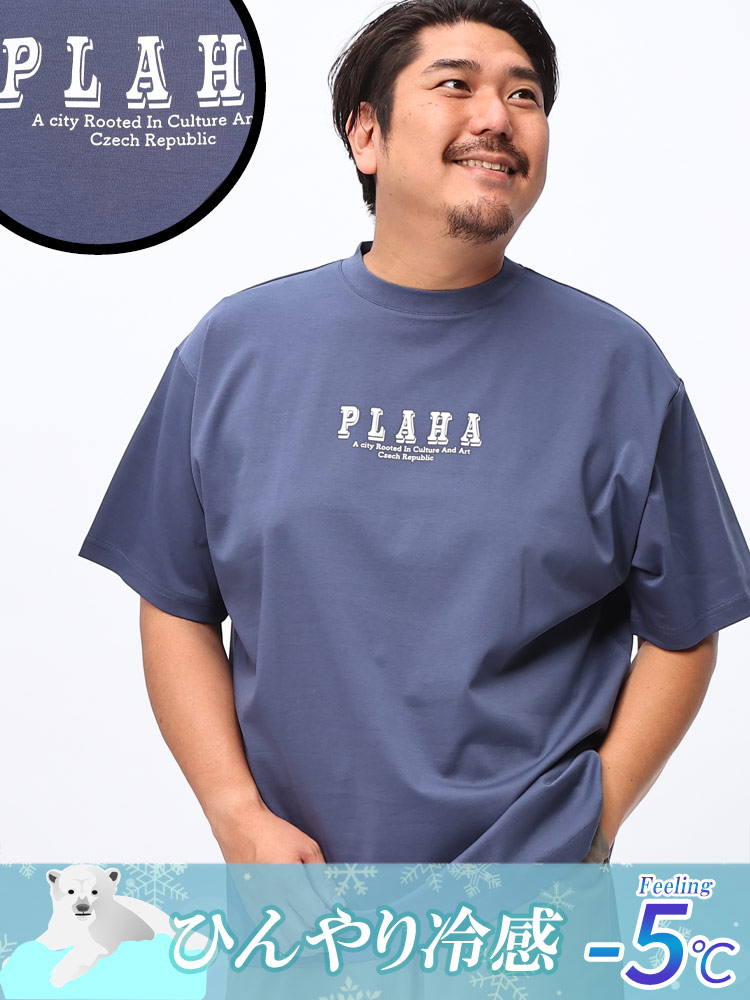 半袖 Tシャツ USAコットン×COOL レタリングロゴ クルーネック トップス  大きいサイズ メンズ 