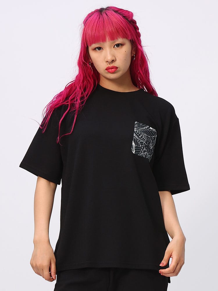 KAITEKI＋ (カイテキプラス) ストレッチ 接触冷感 速乾 柄ポケット ワッフル 半袖 Tシャツ 6051329S