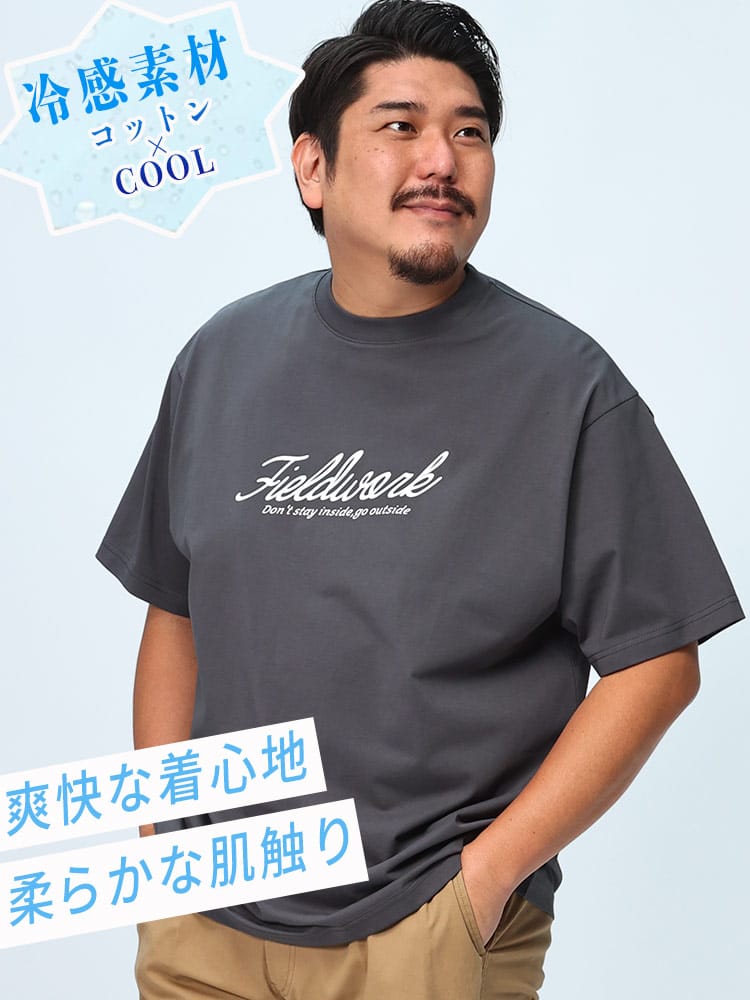 半袖 Tシャツ USAコットン×COOL レトロデザインロゴ クルーネック トップス 大きいサイズ メンズ