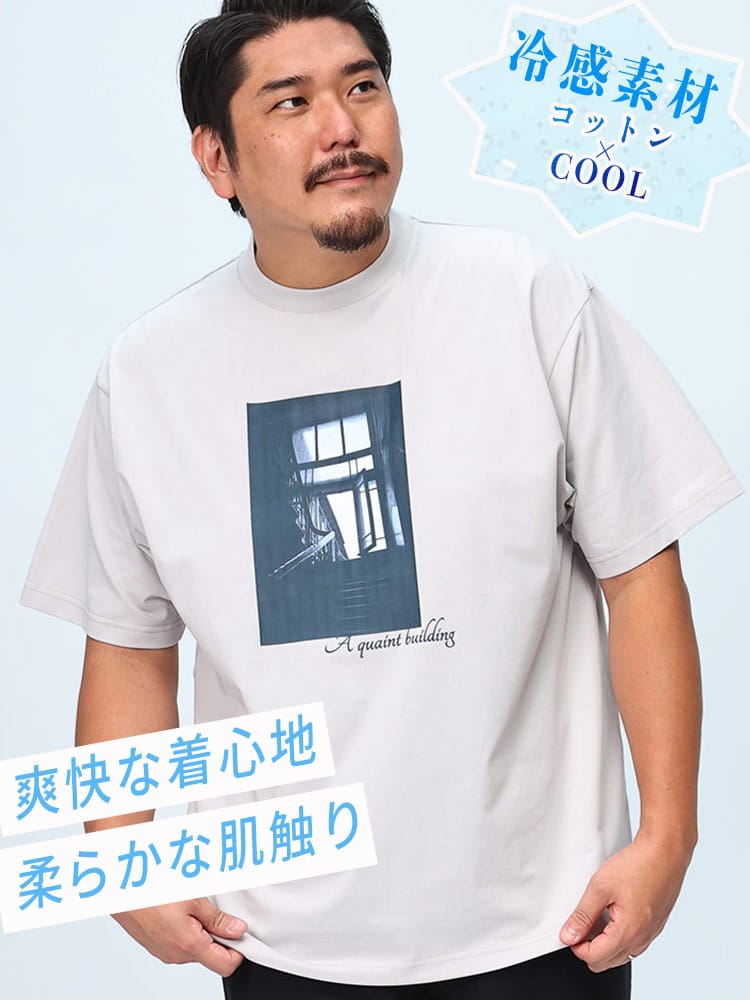 半袖 Tシャツ USAコットン×COOL ビンテージフォト クルーネック トップス 大きいサイズ メンズ