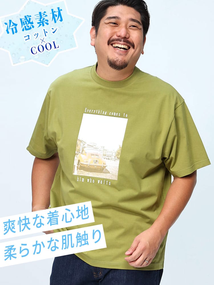 半袖 Tシャツ USAコットン×COOL ビンテージフォト クルーネック トップス 大きいサイズ メンズ