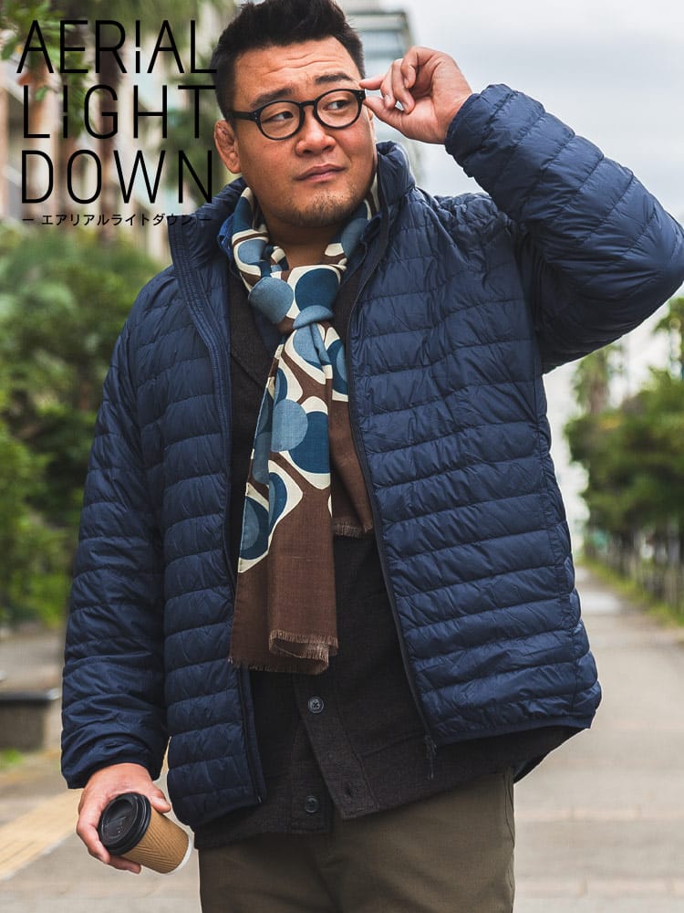 ライトダウンジャケット 撥水 軽量ナイロン アウター ブルゾン ダウン 防寒 無地 大きいサイズ メンズ