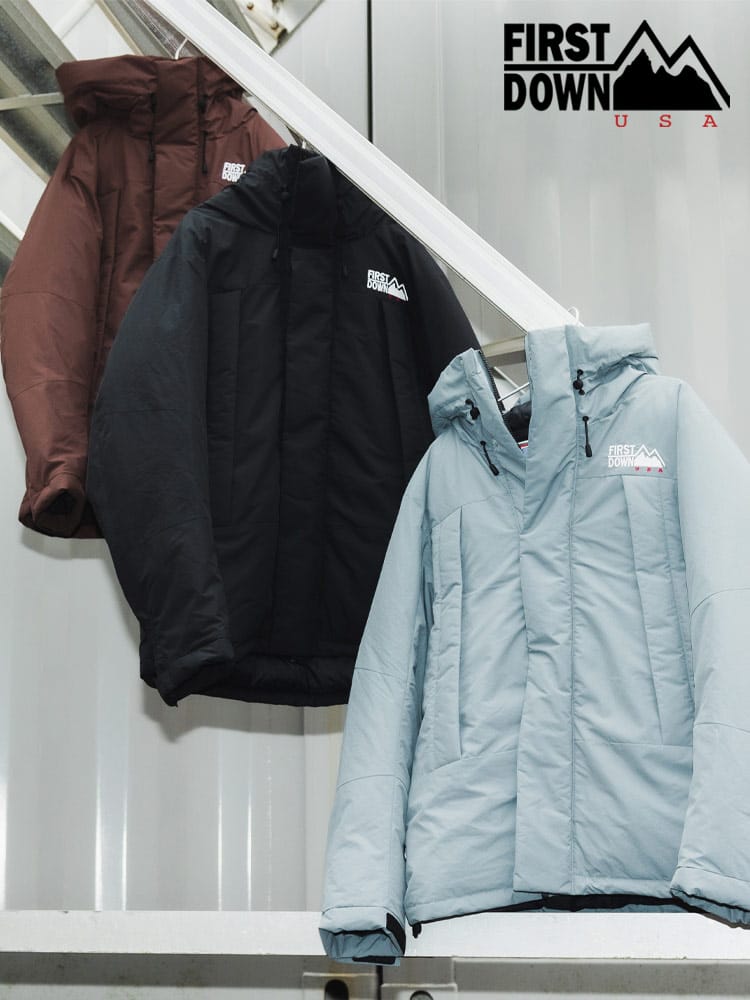 FIRST DOWN USA (ファーストダウンユーエスエー) 撥水 ロゴ刺繍 ダウンジャケット 700フィルパワー WRAP DOWN PARKA  F742006D12